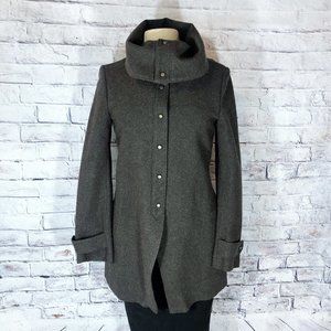 HACHE Button Up Cowl Neck Virgin Wool Coat 42 6